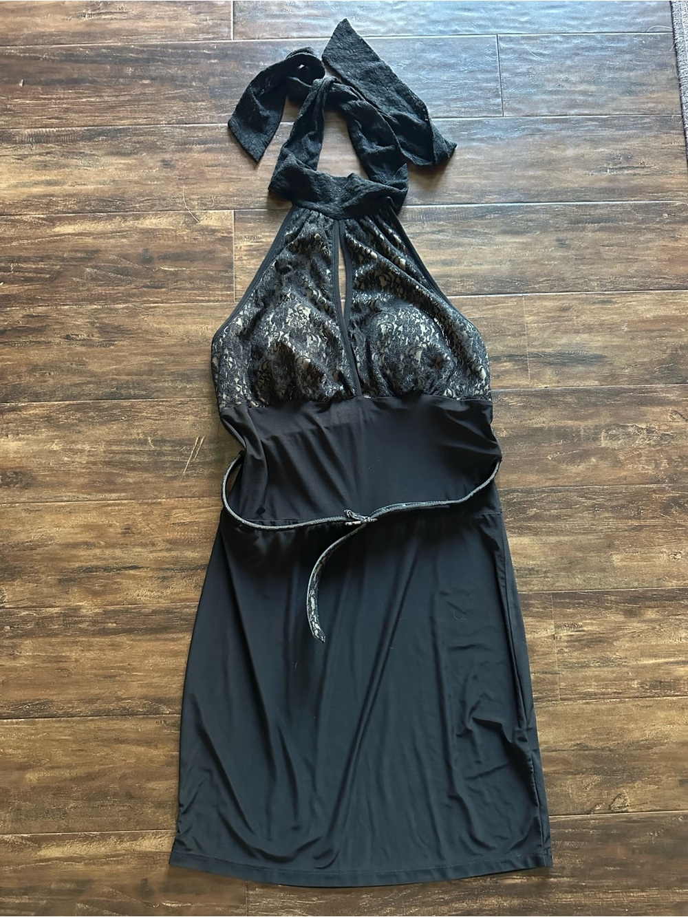 Papaya Black Lace Halter Midi Dress